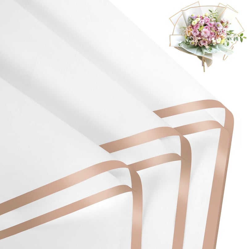 FUHITIM 20 Sheets Flower Wrapping Paper - Waterproof Floral Bouquet Packaging Paper for DIY Crafts，Florist Supplies Packaging Paper for Wedding Birthday Gift (White) - Image 1